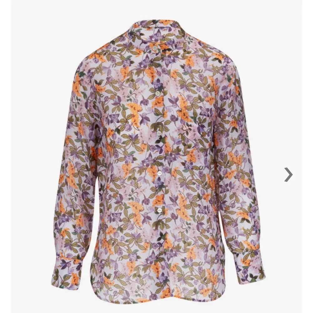 NWT Vince Womens Wisteria Vine Relaxed Band Collar Blouse - Violetta SZ 3X - Picture 2 of 5